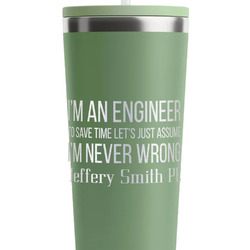 Engineer Quotes RTIC Everyday Tumbler with Straw - 28oz - Light Green - Double-Sided (Personalized)