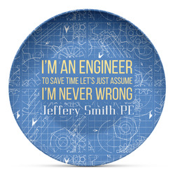 Engineer Quotes Microwave Safe Plastic Plate - Composite Polymer (Personalized)