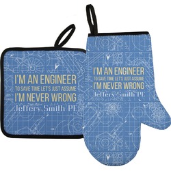 Engineer Quotes Oven Mitt & Pot Holder Set w/ Name or Text