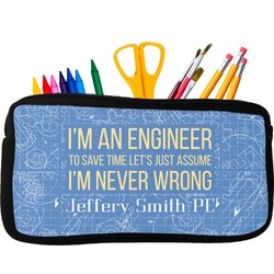 Engineer Quotes Neoprene Pencil Case - Small w/ Name or Text
