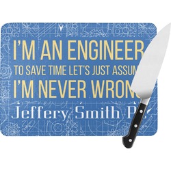 Engineer Quotes Rectangular Glass Cutting Board - Large - 15.25"x11.25" w/ Name or Text