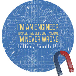 Engineer Quotes Round Fridge Magnet (Personalized)