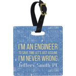 Engineer Quotes Plastic Luggage Tag - Square w/ Name or Text