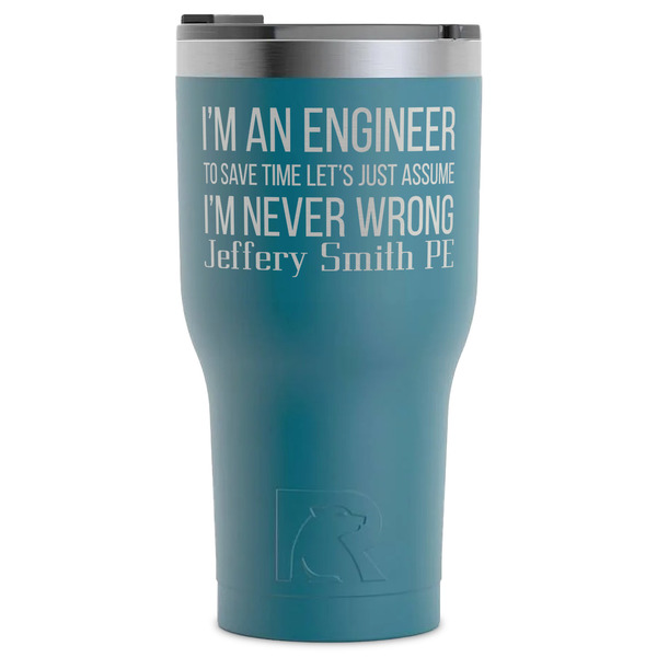 Custom Engineer Quotes RTIC Tumbler - Dark Teal - Laser Engraved - Single-Sided (Personalized)