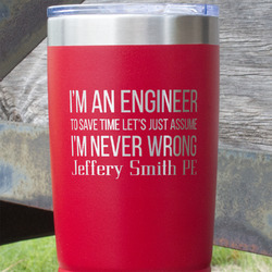 Engineer Quotes 20 oz Stainless Steel Tumbler - Red - Double Sided (Personalized)