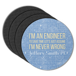 Engineer Quotes Round Rubber Backed Coasters - Set of 4 (Personalized)