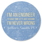 Engineer Quotes Round Rubber Backed Coaster (Personalized)