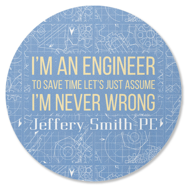 Custom Engineer Quotes Round Rubber Backed Coaster (Personalized)