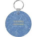 Engineer Quotes Round Plastic Keychain (Personalized)