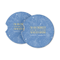 Engineer Quotes Sandstone Car Coasters - Set of 2 (Personalized)