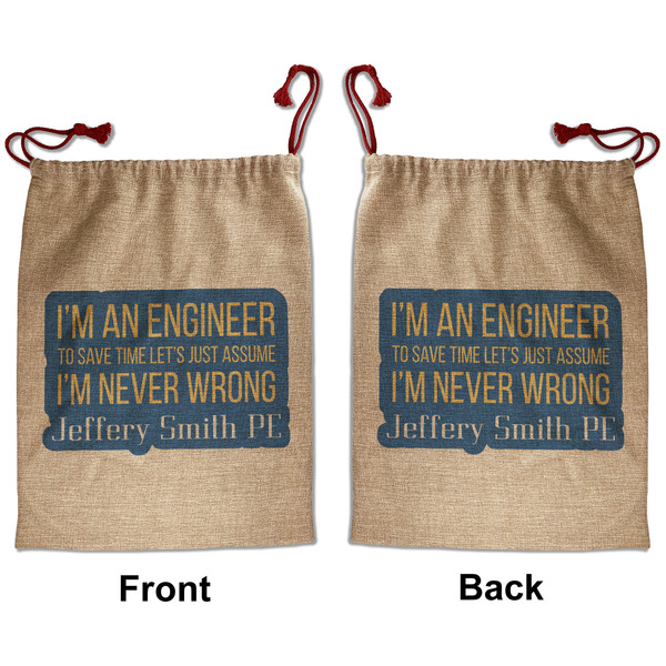 Custom Engineer Quotes Santa Sack - Front & Back