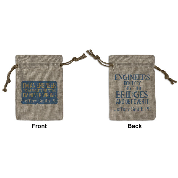 Custom Engineer Quotes Small Burlap Gift Bag - Front & Back (Personalized)