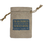 Engineer Quotes Small Burlap Gift Bag - Front