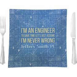 Engineer Quotes Glass Square Lunch / Dinner Plate 9.5" (Personalized)