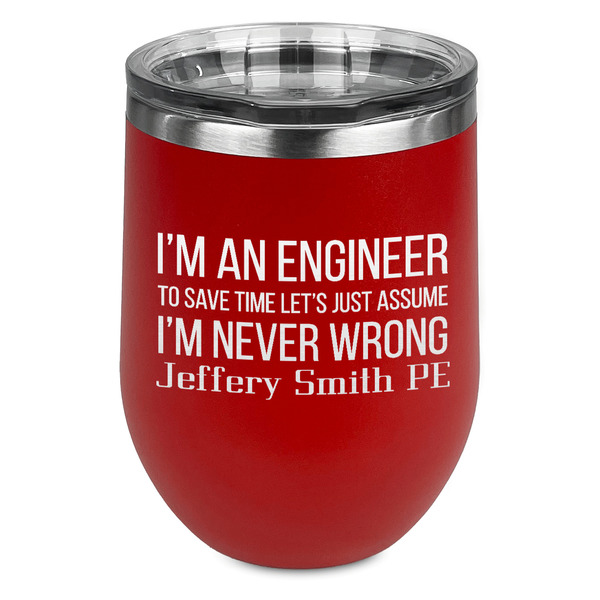 Custom Engineer Quotes Stemless Stainless Steel Wine Tumbler - Red - Double Sided (Personalized)