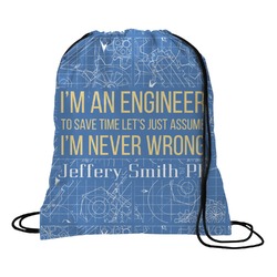 Engineer Quotes Drawstring Backpack - Medium (Personalized)