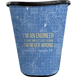 Engineer Quotes Waste Basket - Single Sided (Black) (Personalized)