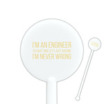 Engineer Quotes 5.5" Round Plastic Stir Sticks - White - Single Sided