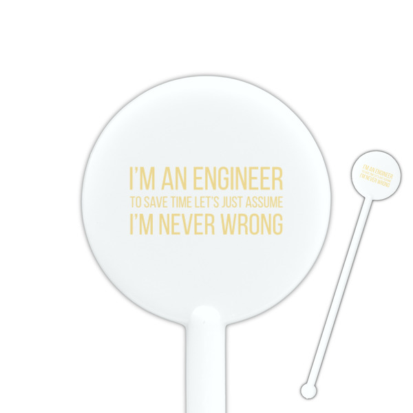 Custom Engineer Quotes 5.5" Round Plastic Stir Sticks - White - Single Sided