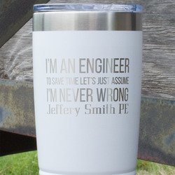 Engineer Quotes 20 oz Stainless Steel Tumbler - White - Double Sided (Personalized)