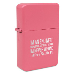 Engineer Quotes Windproof Lighter - Pink - Double Sided & Lid Engraved (Personalized)