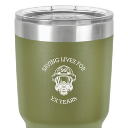 Firefighter 30 oz Stainless Steel Tumbler - Olive - Single-Sided (Personalized)