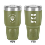 Firefighter 30 oz Stainless Steel Tumbler - Olive - Double-Sided (Personalized)