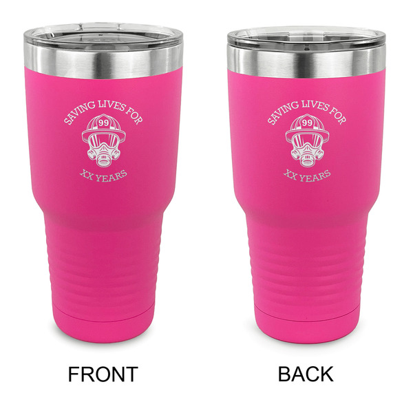 Custom Firefighter 30 oz Stainless Steel Tumbler - Pink - Double Sided (Personalized)