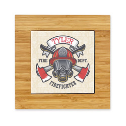 Firefighter Bamboo Trivet with Ceramic Tile Insert (Personalized)