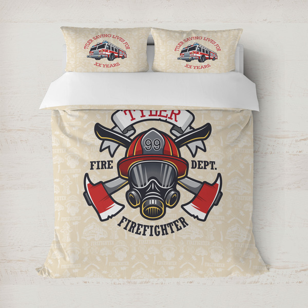 Custom Firefighter Duvet Cover Set - Full / Queen (Personalized)