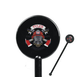 Firefighter 5.5" Round Plastic Stir Sticks - Black - Single Sided (Personalized)