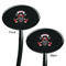 Firefighter Black Plastic 7" Stir Stick - Double Sided - Oval - Front & Back