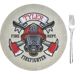 Firefighter 8" Glass Appetizer / Dessert Plates - Single or Set (Personalized)