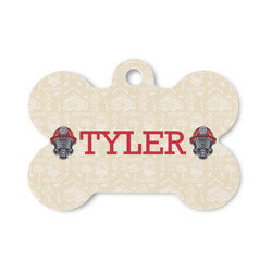 Firefighter Bone Shaped Dog ID Tag - Small (Personalized)