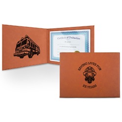 Firefighter Leatherette Certificate Holder - Front and Inside (Personalized)