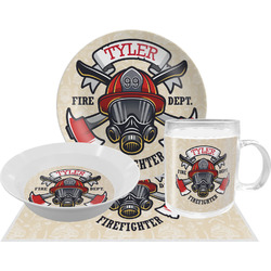Firefighter Dinner Set - Single 4 Pc Setting w/ Name or Text