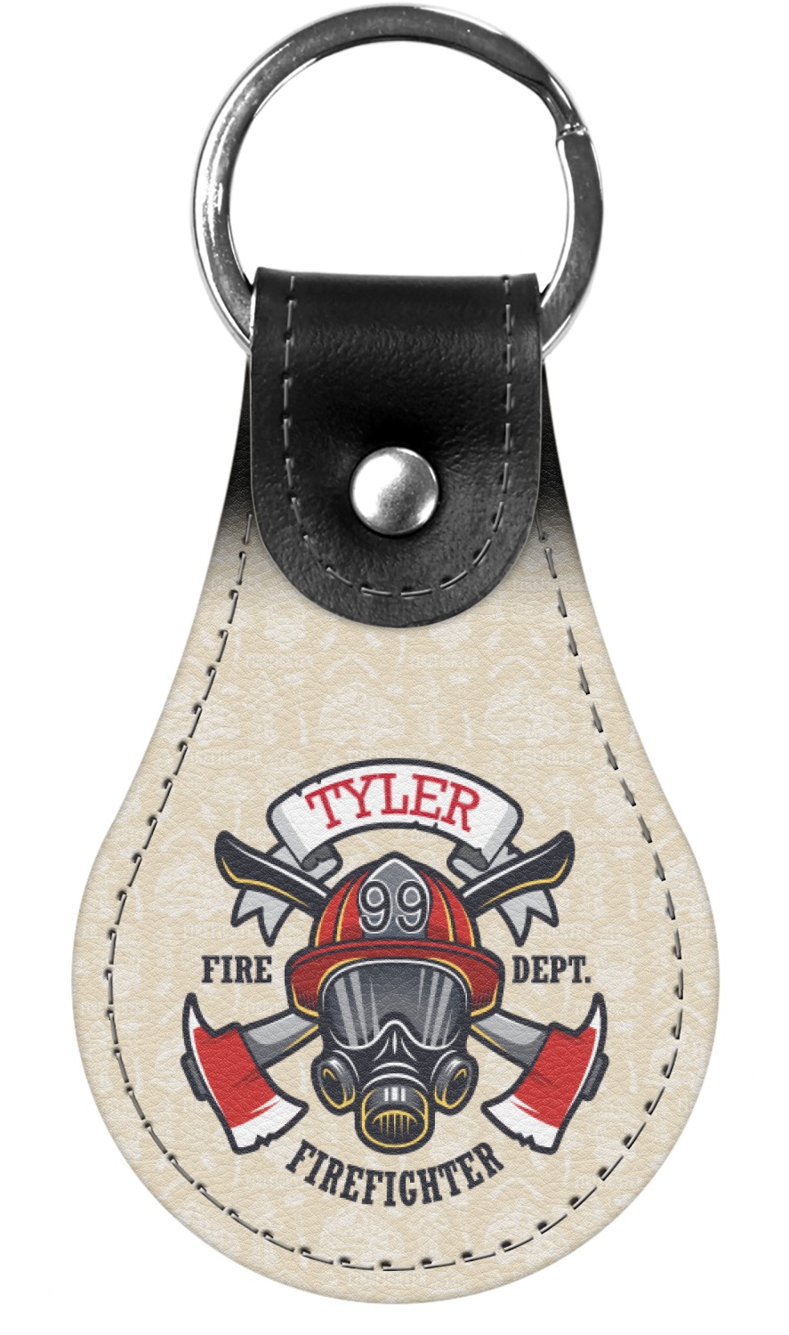 firefighter-genuine-leather-keychain-personalized-youcustomizeit