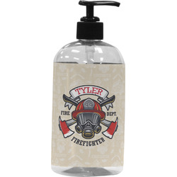 Firefighter Plastic Soap / Lotion Dispenser (16 oz - Large - Black) (Personalized)