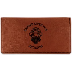 Firefighter Leatherette Checkbook Holder - Double Sided (Personalized)