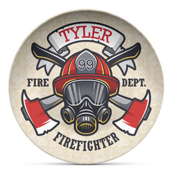 Firefighter Microwave Safe Plastic Plate - Composite Polymer (Personalized)