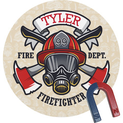Firefighter Round Fridge Magnet (Personalized)