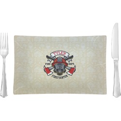 Firefighter Rectangular Glass Lunch / Dinner Plate - Single or Set (Personalized)