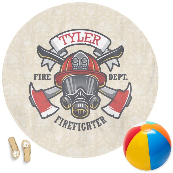 Custom Firefighter Round Beach Towel (Personalized)