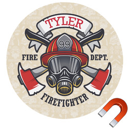 Firefighter Round Car Magnet - 6" (Personalized)