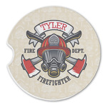 Firefighter Sandstone Car Coaster - Single (Personalized)