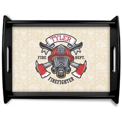 Firefighter Black Wooden Tray - Large (Personalized)