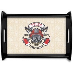 Firefighter Black Wooden Tray - Small (Personalized)