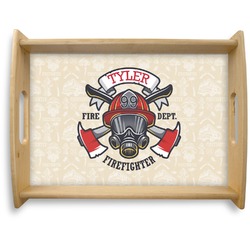 Firefighter Natural Wooden Tray - Large (Personalized)