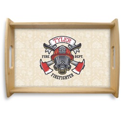 Firefighter Natural Wooden Tray - Small (Personalized)