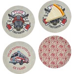 Firefighter Set of 4 Glass Appetizer / Dessert Plate 8" (Personalized)